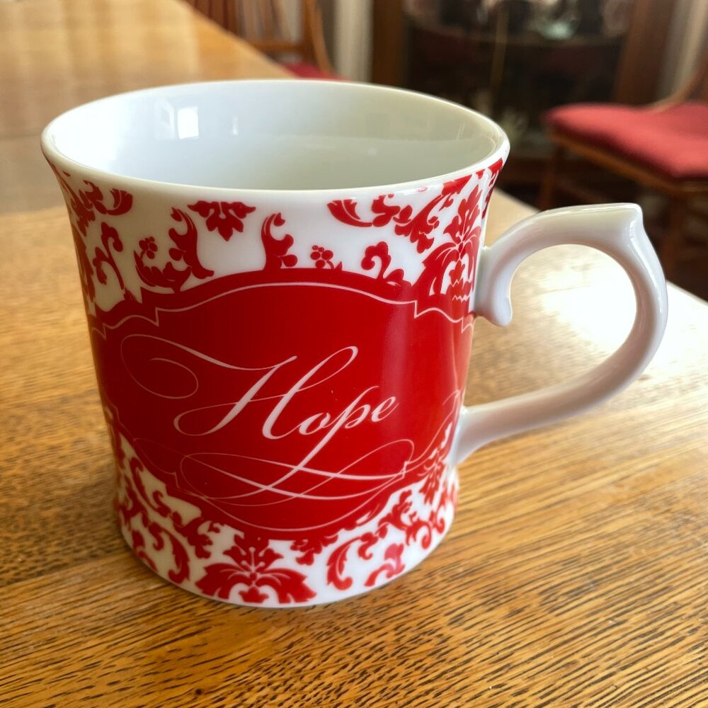 Hope Themed Red/White Coffee Cup Mug by R Table